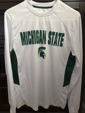 Colosseum MSU White & Green Long-Sleeve Performance Shirt